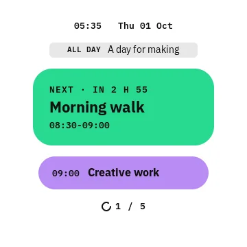 Cal firmware simulator with a fictional day for making and activities