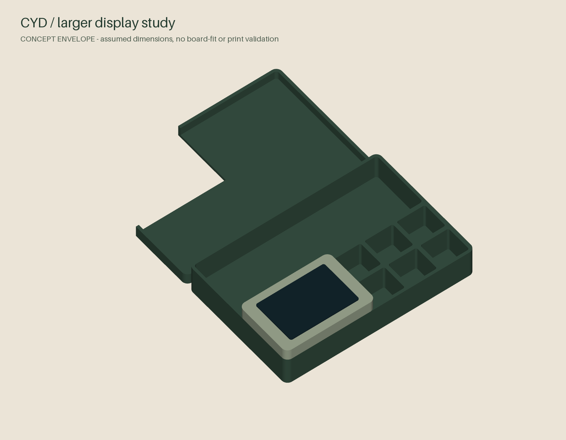 Conceptual larger Turnkeep case with a color display envelope