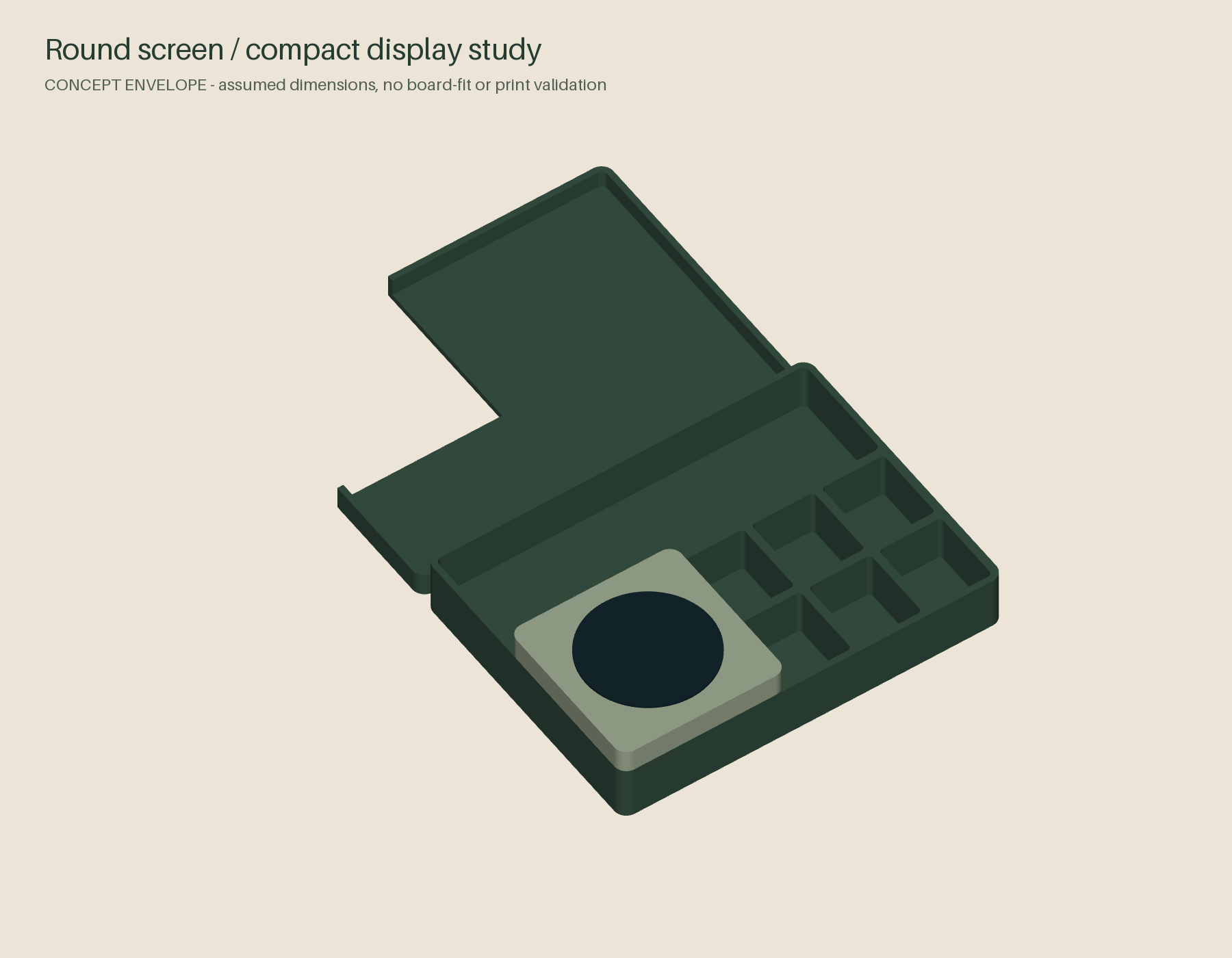 Conceptual Turnkeep case with a round display envelope
